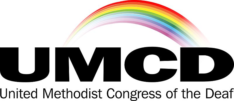 United Methodist Congress of the Deaf, logo with name and a rainbow above