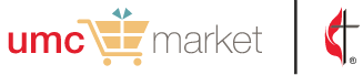 UMC Market logo, a shopping cart with the United Methodist logo