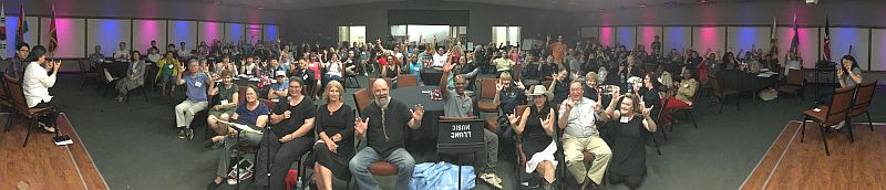 panoramic photo of the entire group of attendees